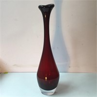 RUBY GLASS MID CENTURY VASE