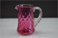 Fenton Cranberry Diamond Optic Pitcher