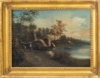 European School Landscape Oil on Canvas, 19th C.