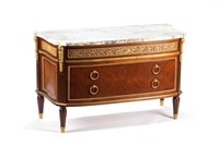 SIGNED FRENCH MARBLE TOP COMMODE