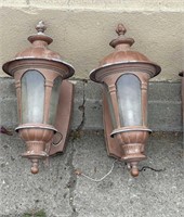 Large vintage metal and glass wall lamps