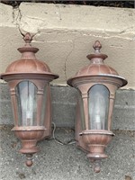 Large vintage metal and glass wall lamps