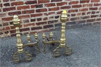 Pair of Antique Brass Andirons