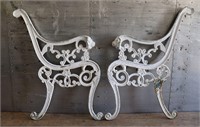 (2) Ornate Cast Iron Garden Bench Ends