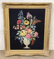 Ornately Framed Floral Needlepoint