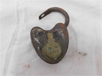 MW & Co. Heart shaped brass and steel padlock