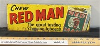 Red Man Chewing Tobacco metal sign, 5" x 15" -