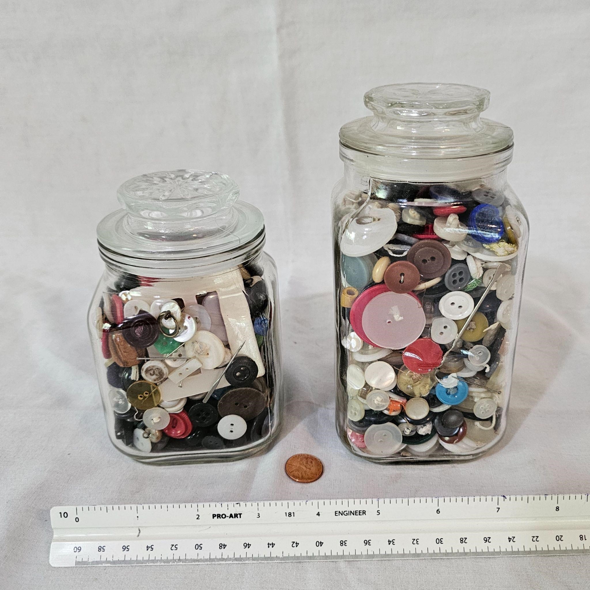 Jars of antique & vintage buttons