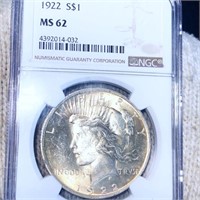 1922 Silver Peace Dollar NGC - MS62