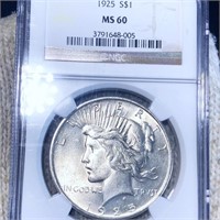 1925 Silver Peace Dollar NGC - MS60