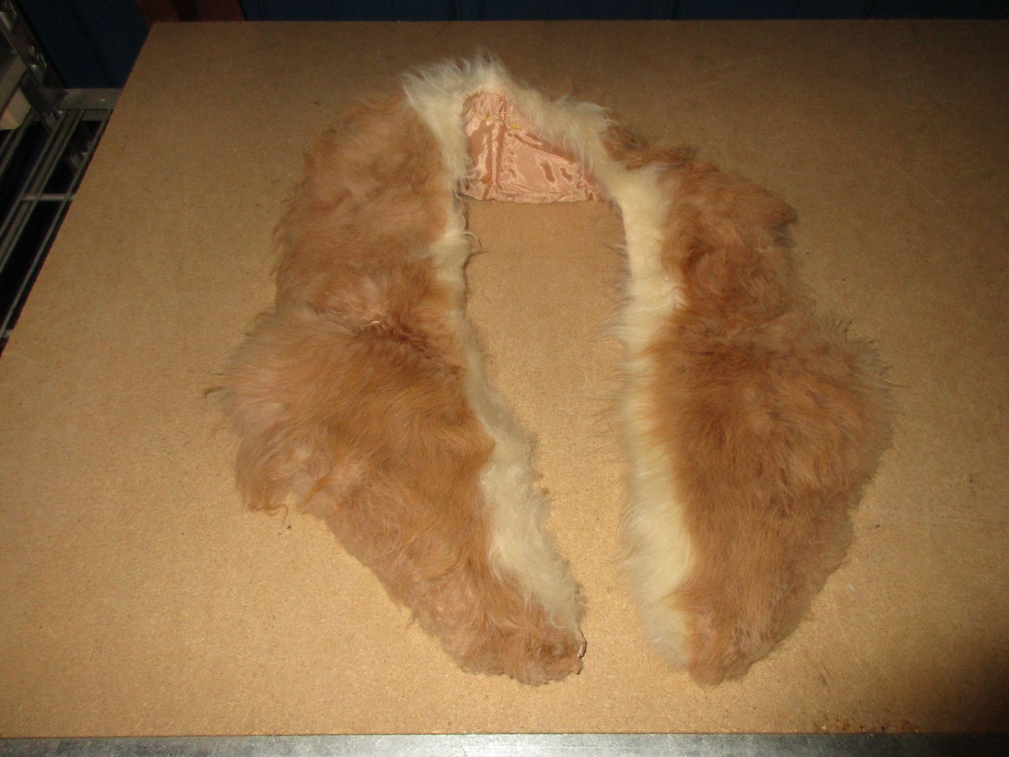 COLLAR Vintage Fox Fur Handmade Cream Color Unique