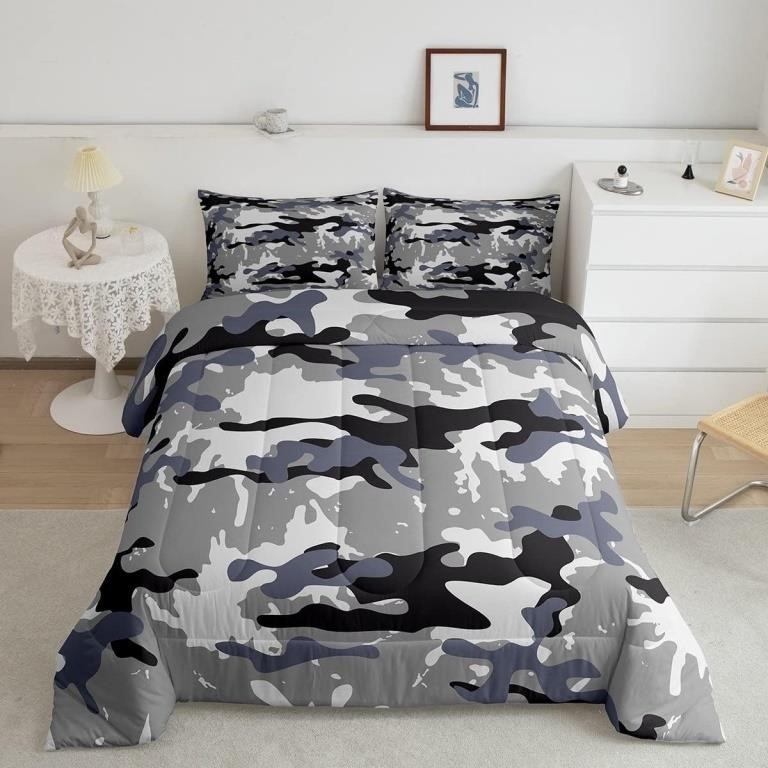 Camouflage Geometric Quilt Bedding Set