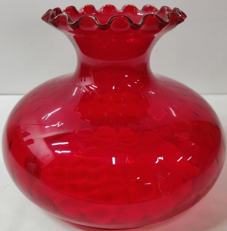 Ruby Red Optic Glass Lamp Shade