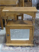 ANTIQUE WOOD MEDICINE CABINET W/MIRRORED STORAGE