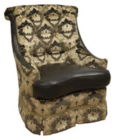 CUSTOM UPHOLSTERED LEATHER SEAT SWIVEL CHAIR