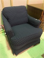 STUFFED BLUE FABRIC CHAIR EXCELLENT CONDITION
