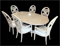 Contemporary Henredon Dining Table and Six Chairs.