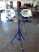 2 portable halogen lamps on portable