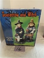 13 Inch Halloween Scarecrow & Witch