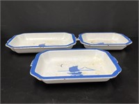 3 Klafrestrom Enamel Cast Iron Serving Dishes