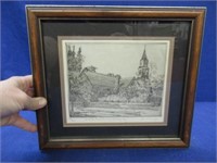 signed church etching by don swann jr 151/300