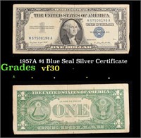 1957A $1 Blue Seal Silver Certificate Grades vf++