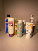 lot of miscellaneous body care products