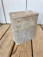 Vintage Galvanized Metal Can with Lid