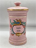 Antique French ceramic apothecary jar with