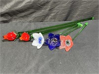 Assorted Art Glass Flowers