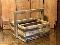 Antique Handmade Divided Handled Crate