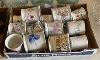 Flat of Antique Hand Decorated Mugs