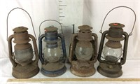 Lot of 4 Vintage Deitz Railroad Lanterns
