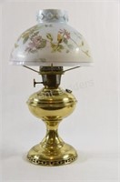 Kerosene Double Globe Brass & Blue Glass Lamp