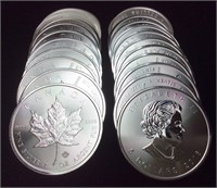 23 SILVER 1 OUNCE CANADIAN MAPLE LEAF COINS