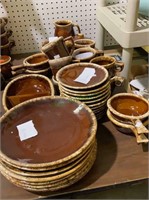 Hull pottery - 42 piece lot - plates, saucers,
