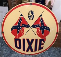 1950's "Dixie" Porcelain Gas Pump Sign, 12"