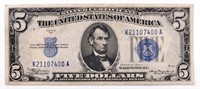 1934A $5 Silver Certificate - Blue Seal