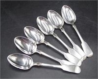 Six William IV sterling silver dessert spoons