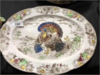 Antique Porcelain Turkey Platter Plate.