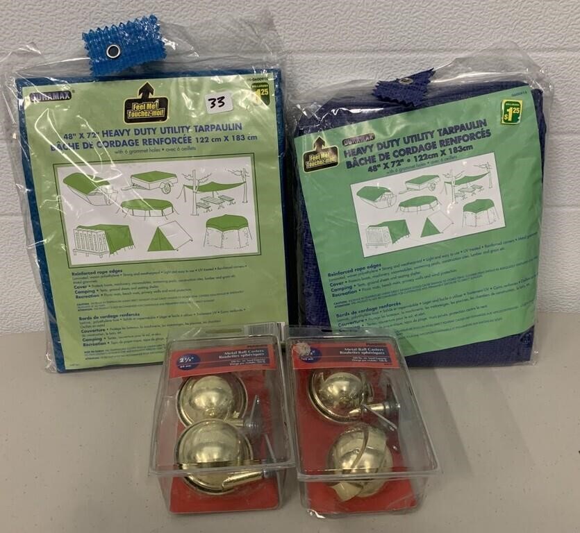 2 New Tarps & 2 PKGS Ball Casters(NO SHIPPING)