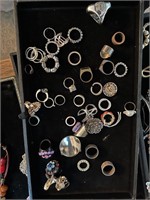 VTG Costume Rings, Pins, with Trays Lot