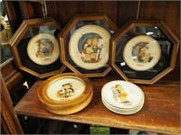10 Hummel collector plates, six in frames