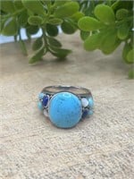 Turquoise Lapis Mother of Pearl Ring