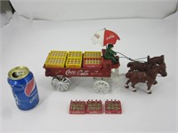 Ancienne remorque et chevaux en fonte Coca-Cola