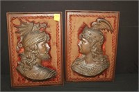 2 Antique Plaques Bronze 21.75" X 15.25"