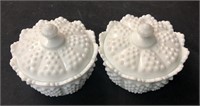 2 - Fenton Hobnail Covered Candy Dishes