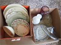 (2) Boxes w/ Asst. Of Glass Bowls, Plates,