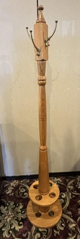 Traditional Style Coat Rack w/ Umbrella Stand