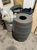 5 Garbage Cans- 1 Rain Barrel